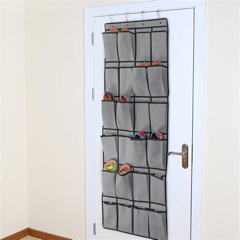 Over the Door Shoe Organizer 24 Mesh Pockets Nonwoven Over the Door Hanging Shoe Hanger ...