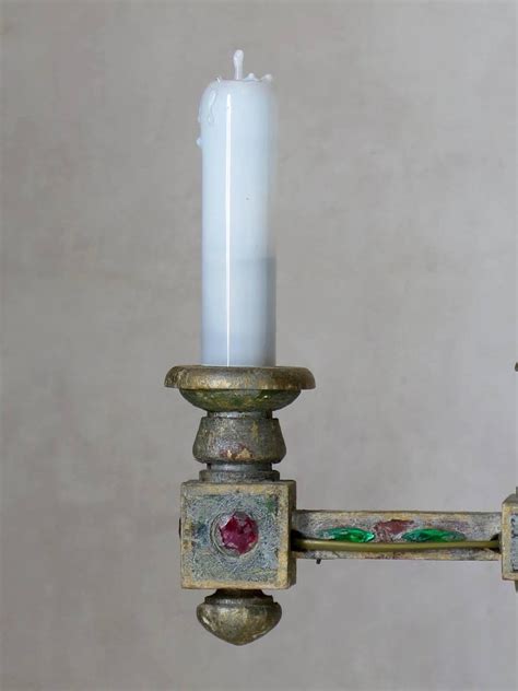 Pair of Medieval Style Jeweled Lamps, France, circa 1930s For Sale at 1stDibs