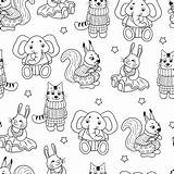 Seamless Pattern With Toy Animals Coloring Page Stock Illustration  sketch template