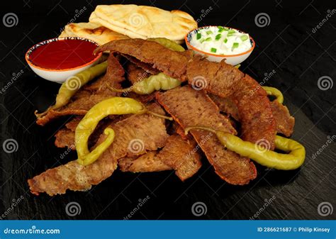 Doner Kebab Meat Slices stock image. Image of gyro, donner - 286621687