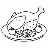 Coloring Page roasted chicken On A Plate With Tomatos  Premium AI sketch template