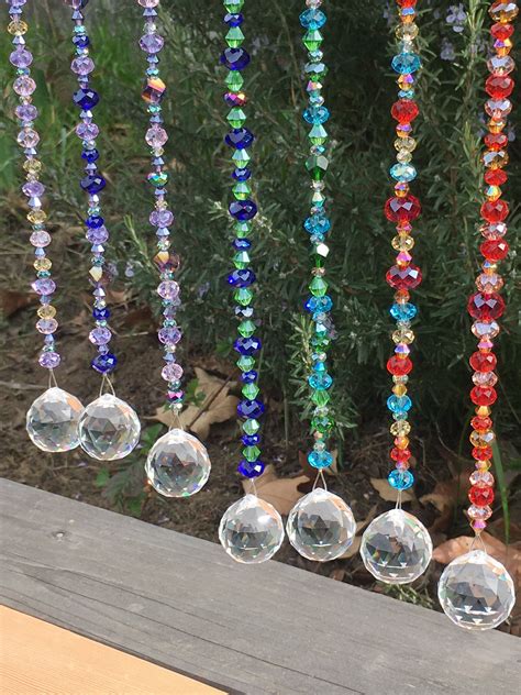 Crystal Beaded Suncatchers 30mm Crystal Prisms & Beads - 30mm Crystal Prisms & Glass Beads