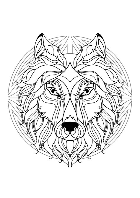 Complex Mandala coloring page with wolf head - 1 - Difficult Mandalas ...