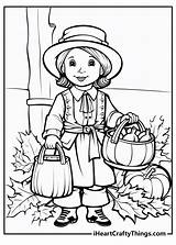 Thanksgiving Pilgrim Girl Coloring Pages sketch template