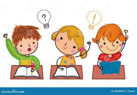 Cute Students. Answer Questions Stock Vector - Illustration of funny ...