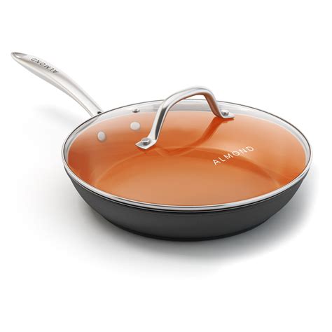 Nonstick Ceramic Copper Frying Pan: Non Stick Skillet with Glass Lid ...