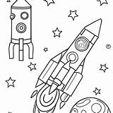 Space Rocket Satellite Coloring Page · Creative Fabrica sketch template