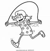 Girl Jump Rope Coloring Page Black Stock Vector Royalty Free  sketch template