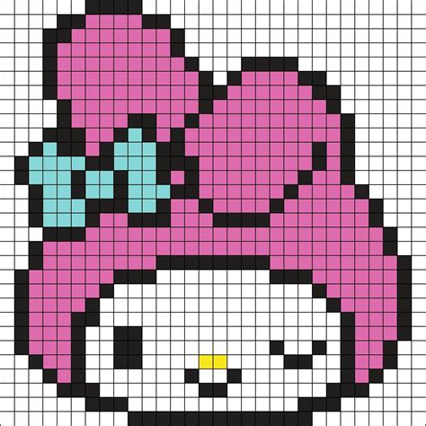 a cross stitch pattern with a hello kitty in the middle and a pink bow on top