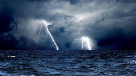 #sea #darkness #ocean #sky #water #horizon #lighting #storm lightning ...