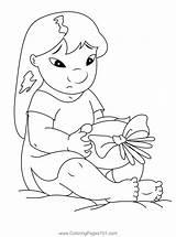 Sitting Lilo Coloring Page For Kids  Free & Stitch Printable sketch template