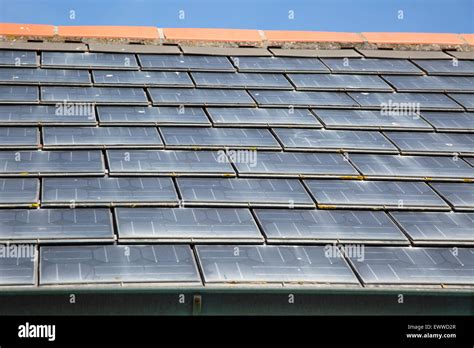 Close up of photovoltaic roof tiles on building, Kynance Cove Stock Photo: 84766943 - Alamy