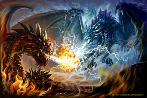 A battle of fire and lightning by FelisGlacialis on DeviantArt