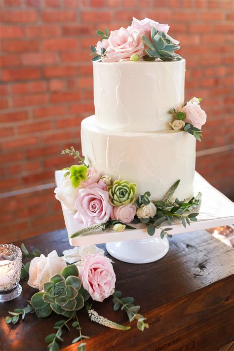 Simple Two-Tier Wedding Cake With Roses