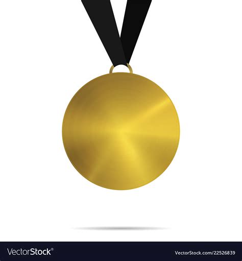 Gold medal template with black ribbon isolated Vector Image