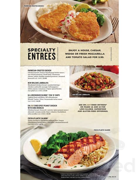 Bj's Printable Menu