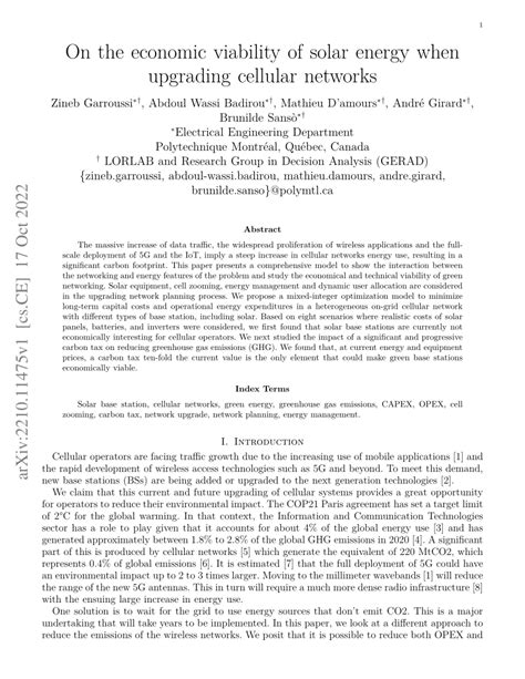 (PDF) On the economic viability of solar energy when upgrading cellular ...