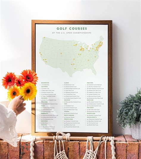 US Open Golf Course Map Map of Top Golf Courses Minimalist - Etsy