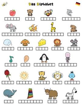 German alphabet worksheet : 26 words (includes solution sheet) | TpT