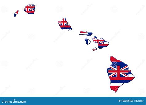 Map of Hawaii in the Hawaii Flag Colors Stock Illustration ...