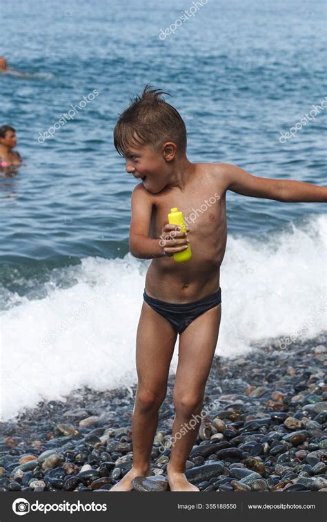 Little Boys Swimming Waves Sea Stock Photo by ©anastasia.goryainova ...