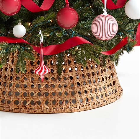 Natural Woven Cane Christmas Tree Collar 27" + Reviews | Crate & Barrel