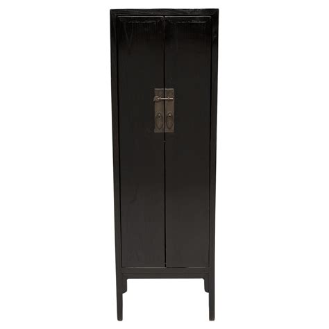 Narrow Chinese Black Lacquer Cabinet at 1stDibs