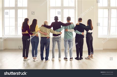 Group Diverse Friends Colleagues Standing Together Stock Photo ...