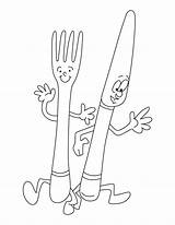 Fork And Knife coloring Page  Download Free sketch template