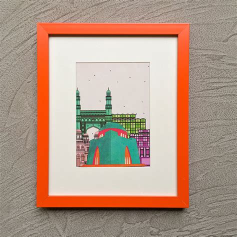 Wall Decor: Karachi Print with orange frame | Cheezain etc.