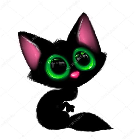 Black cat big eyes cartoon — Stock Photo © Efengai #105553690