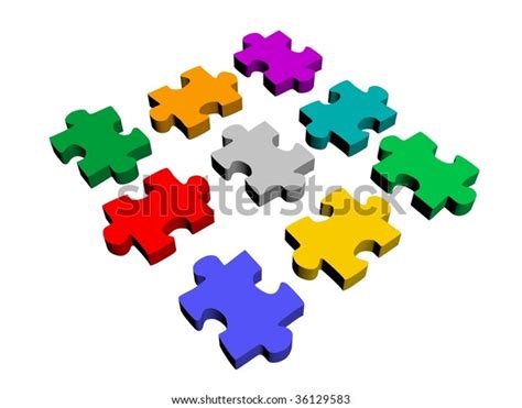 Nine Puzzle Piece Stock Illustration 36129583