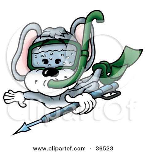 Clipart Illustration of a Swimming Mouse Scuba Diving Underwater by ...