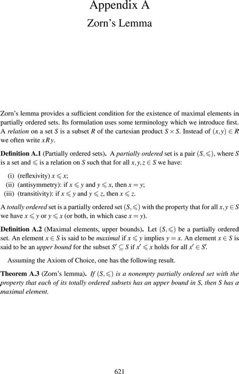 Zorn’s Lemma (Appendix A) - Functional Analysis