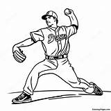 Braves Pitcher Throwing Coloring Page  Pagescom sketch template