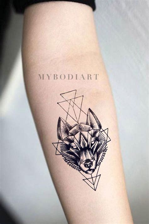 Small Tribal Wolf Forearm Tattoo Ideas for Women - Black Geometric ...