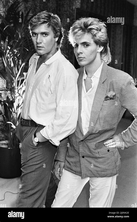 Simon Le Bon & Nick Rhodes from music group Duran Duran.20th July 1983 Stock Photo - Alamy