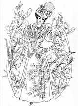 Art Nouveau Fashions For coloring Free Adult Coloring  sketch template