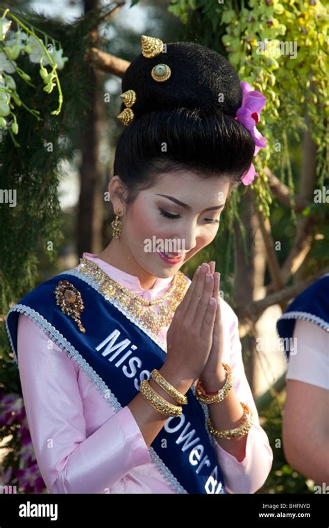 Thai wai greeting, buddhist, respect, culture Thai cultural female asian woman dancer, portrait ...