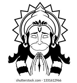 Drawing Sketch Hindu God Lord Hanuman Silhouette Outline Editable Illustration Stock Vector By ...