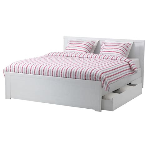 BRUSALI Bed frame with 4 storage boxes - , Queen - IKEA in 2019 | Ikea ...