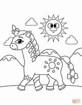 Cute Horse With Braided Mane And Tail coloring Page  Free Printable sketch template