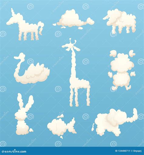 Animals from Clouds. Various Shapes of Cartoon Clouds Stock Vector - Illustration of horse ...