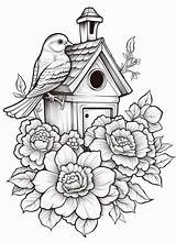 Free coloring Page Of Birdshouse For Instant Download  sketch template