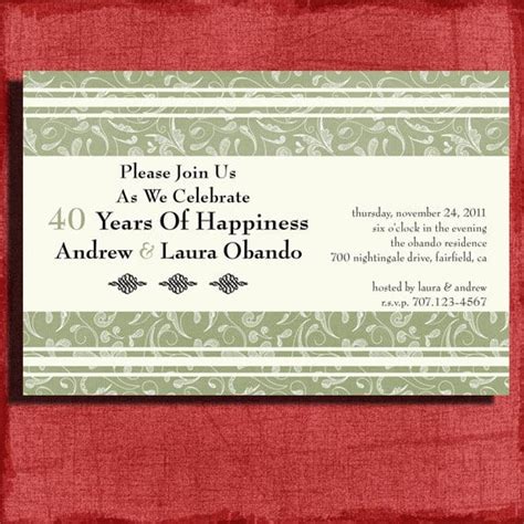 Free Printable 40th Anniversary Invitation