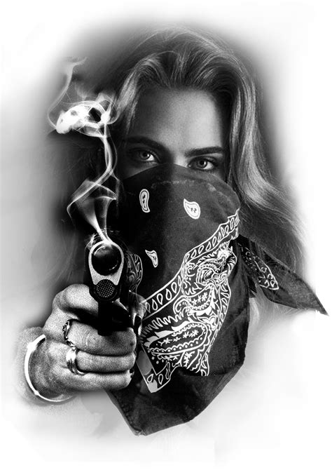 Gangster Girl with bandana and gun tattoo design | Ink | Chicano tattoos gangsters, Gangster ...