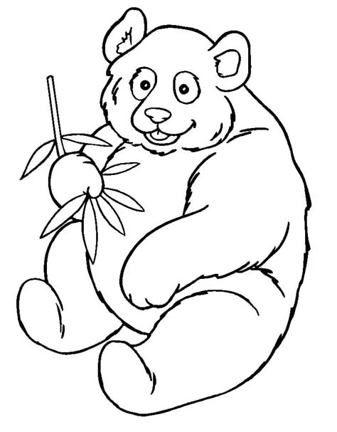 Giant Panda Eating Bamboo - Coloring Pages