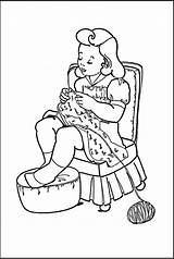 Kids Printable  Coloring Page Girl Knitting The Graphics Fairy sketch template