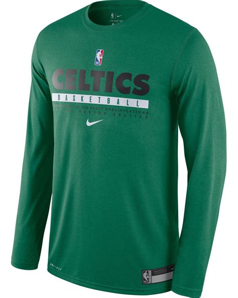 Nike Boston Celtics Dri-fit Practice Long Sleeve Shirt in Green for Men ...