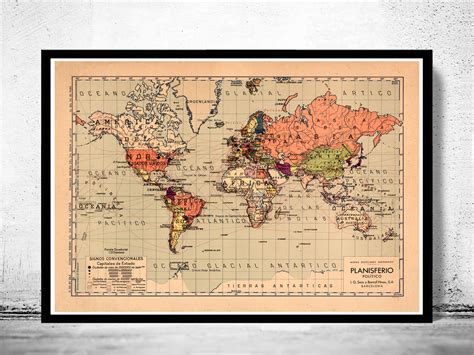 Old World Map Atlas Vintage World Map 1940 Vintage Map Wall Map Print ...